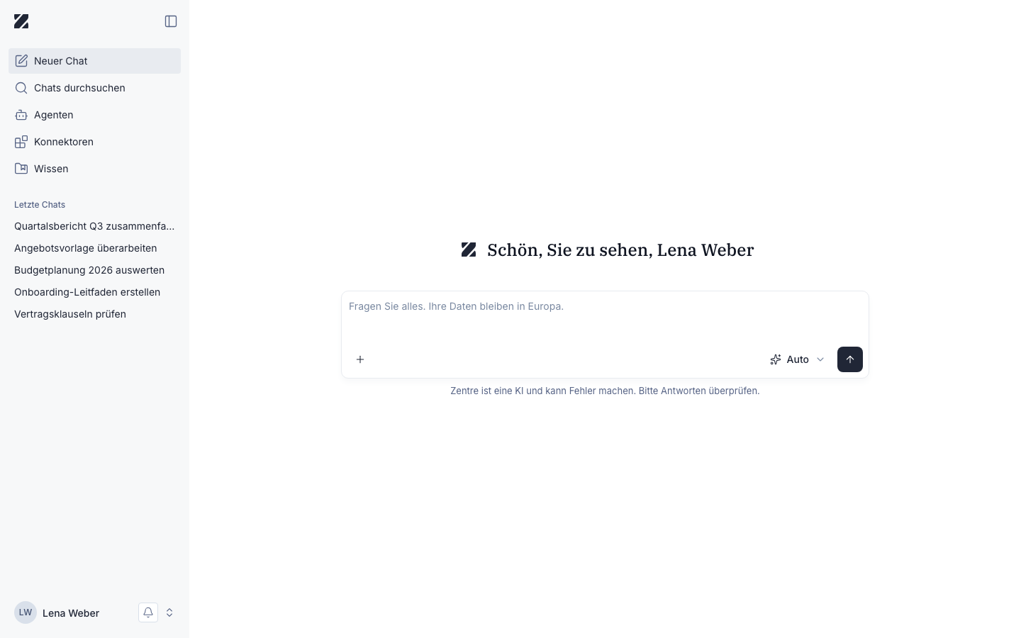 Ansicht „Neuer Chat“